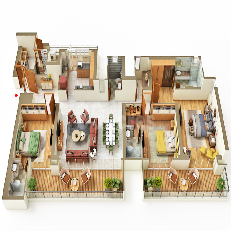 3 BHK 2150 Sq.ft Floor Plan